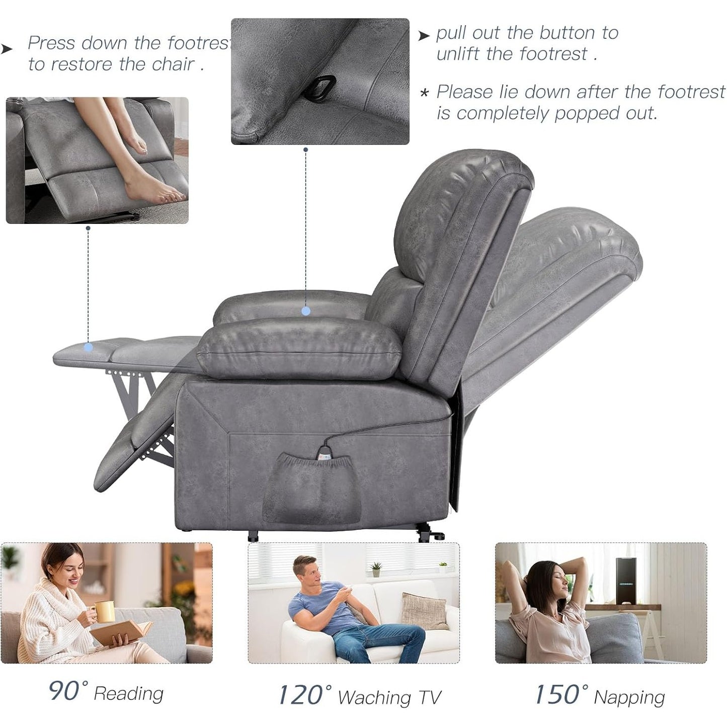 YODOLLA Massage Recliner Chair, Gray