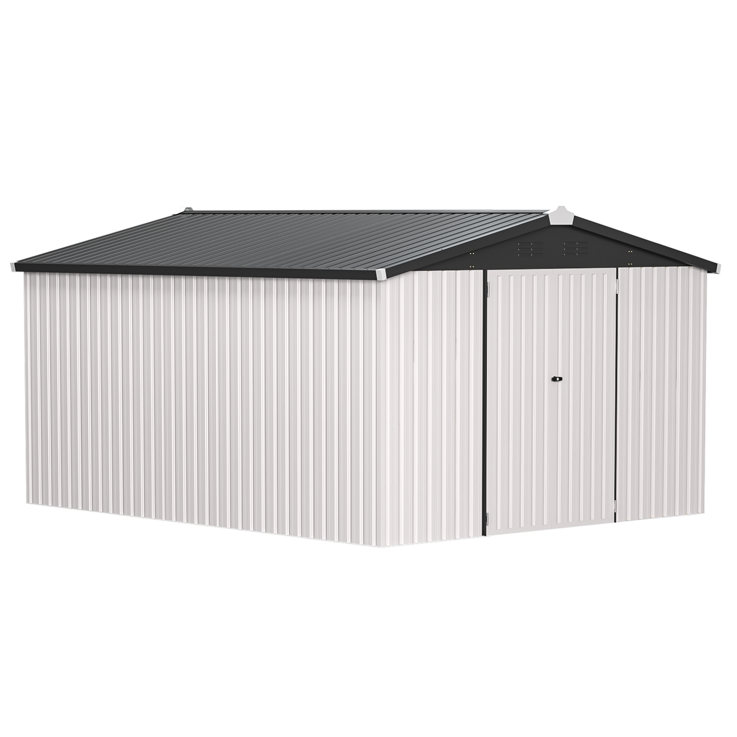YODOLLA 10x14 Metal Outdoor Storage Garden Shed, White