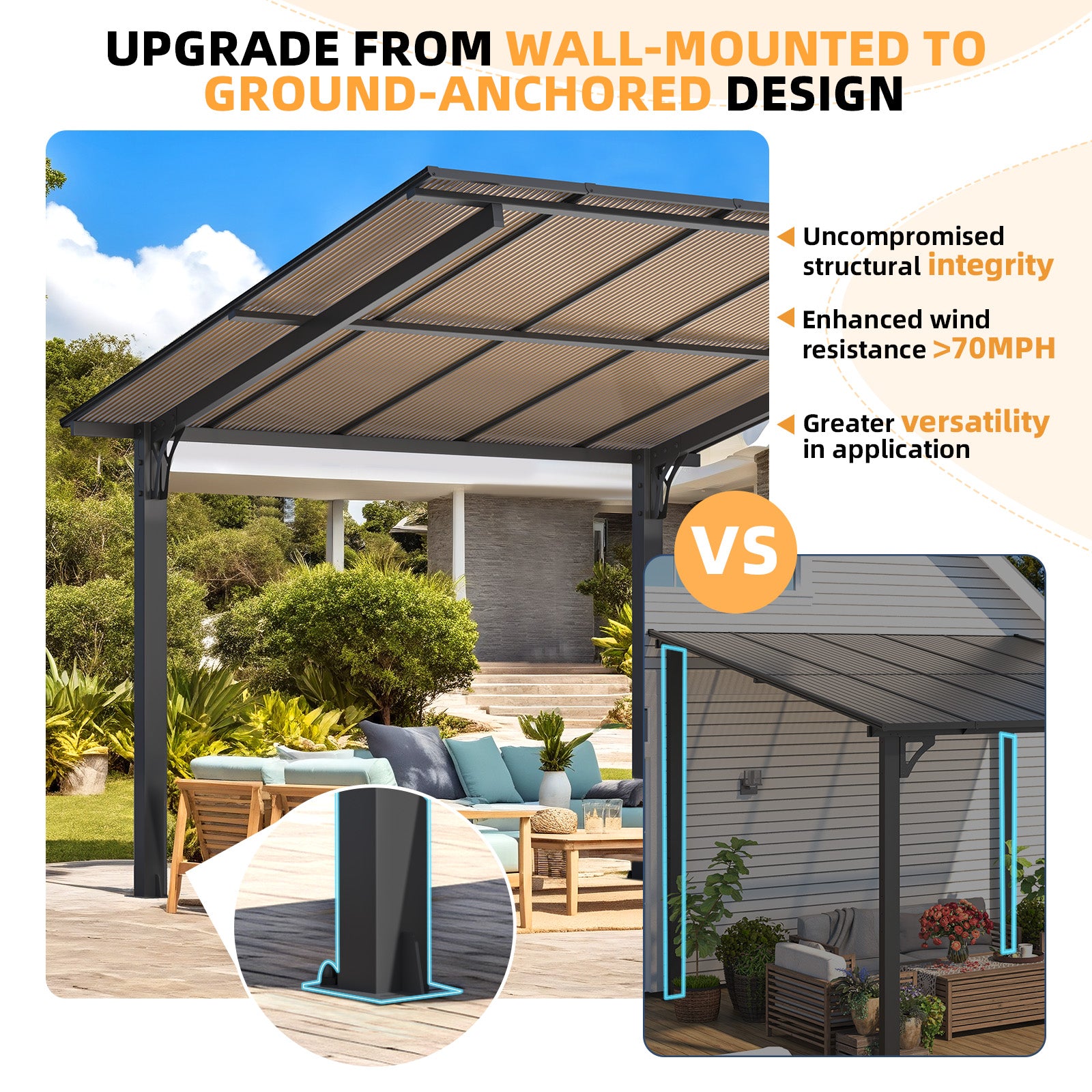 YODOLLA 10x16 Pergola Gazebo with Roof