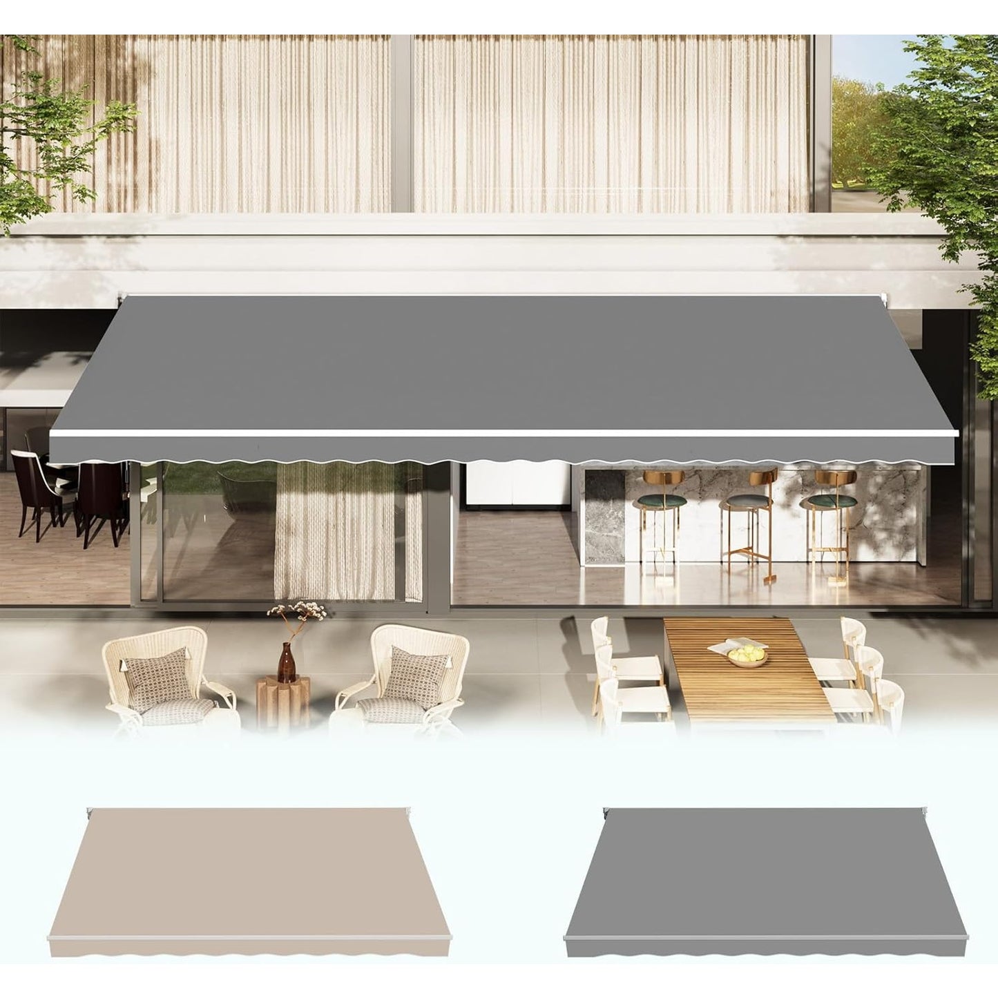 YODOLLA 10x8FT Retractable Awning Replacement Sunshade Canopy