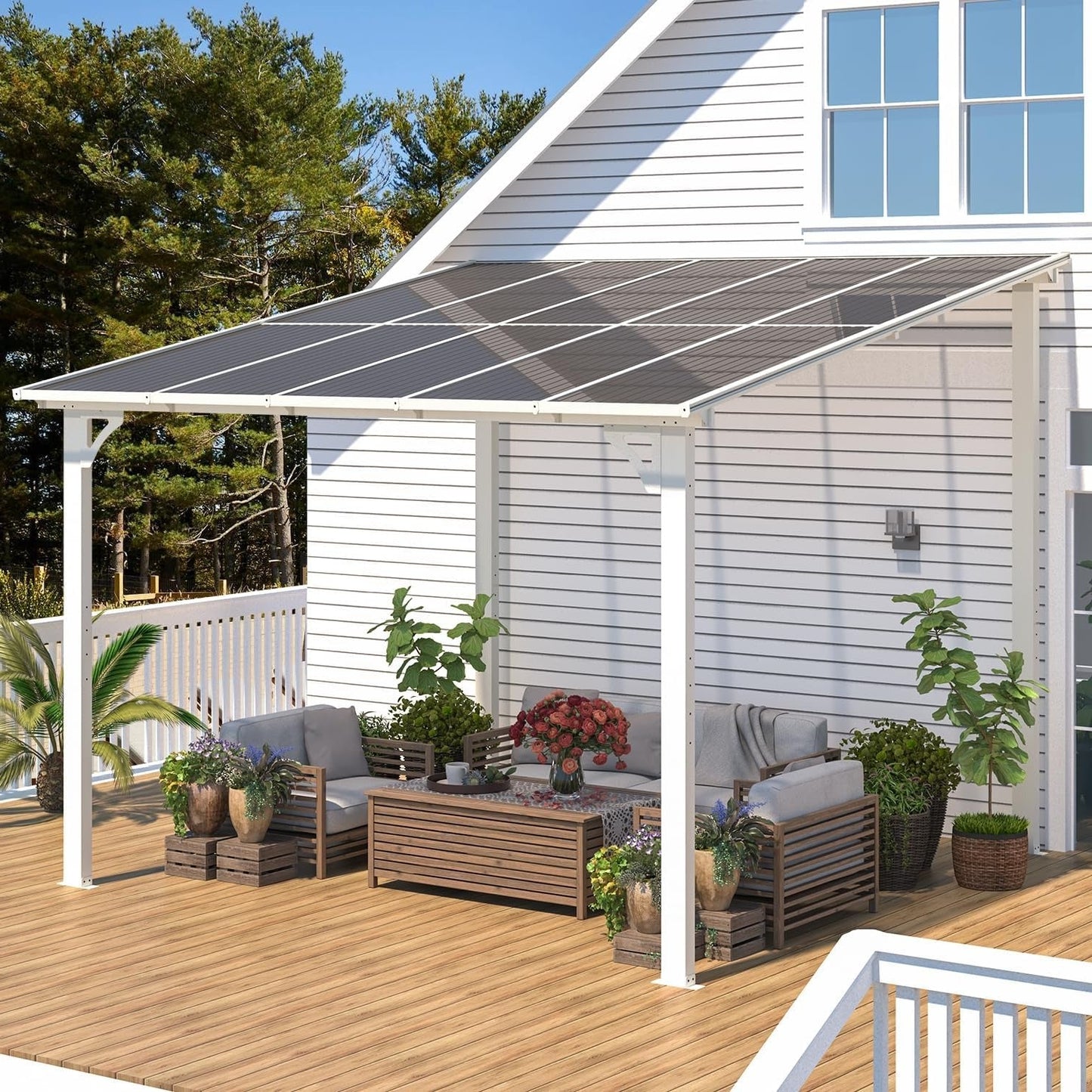 YODOLLA 10' x 10' Pergola Gazebo, Small Wall Mounted Pergolas and Gazebos