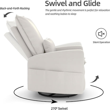 YODOLLA Rocking Chair Reclining Sofa Chair, Faux Leather White