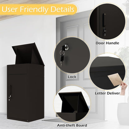 YODOLLA Lockable Anti-Theft Parcel Drop Box With Mailbox For Porch Fence Curbside, Dark Brown