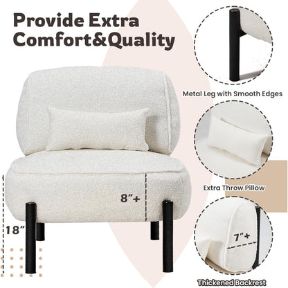 YODOLLA Mid Century Modern Accent Chair, Extra Large Teddy Upholstered Lounge Chair with Pillow