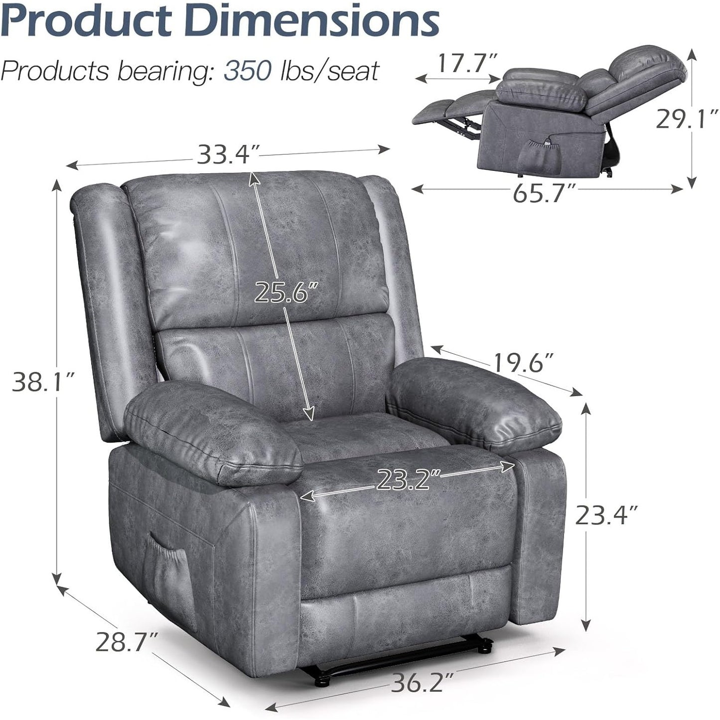 YODOLLA Massage Recliner Chair, Gray