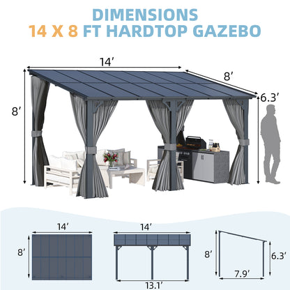 YODOLLA 14' x 8' Gazebo Outdoor Pergola with Curtains and Netting