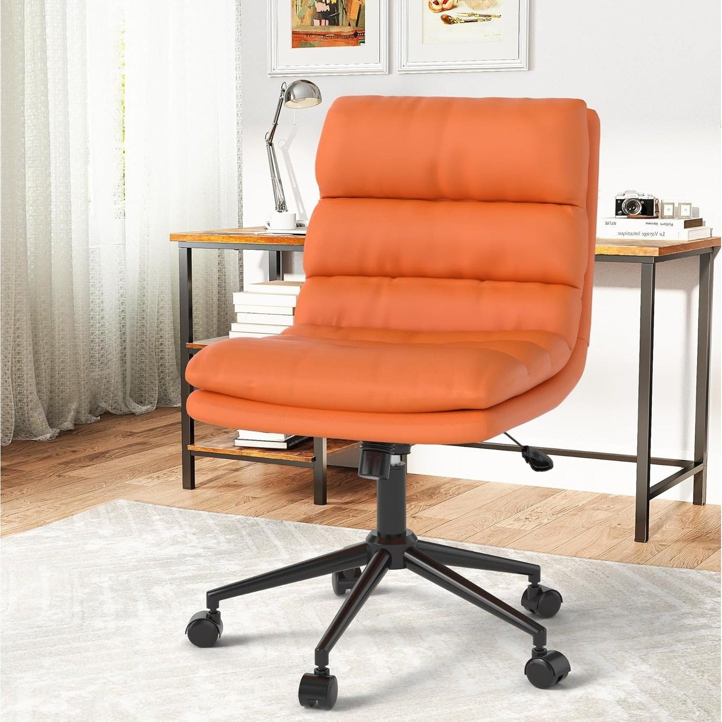 YODOLLA Office Chairs Swivel Desk Chair, PU Leather Orange