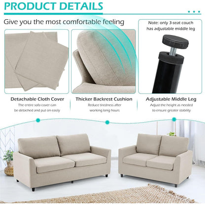 YODOLLA 2 Seater Sofa with Removable Sofa Covers, Morden Love Seat Comfy Couch