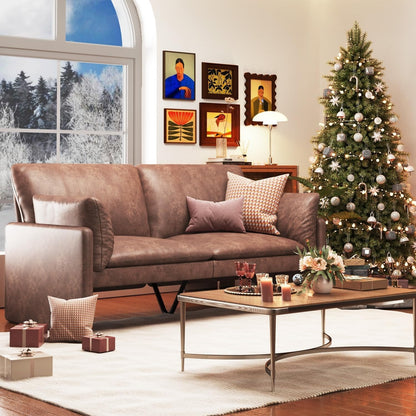 YODOLLA 68'' Modern Love Seat Sofa Couches, Faux Leather Brown