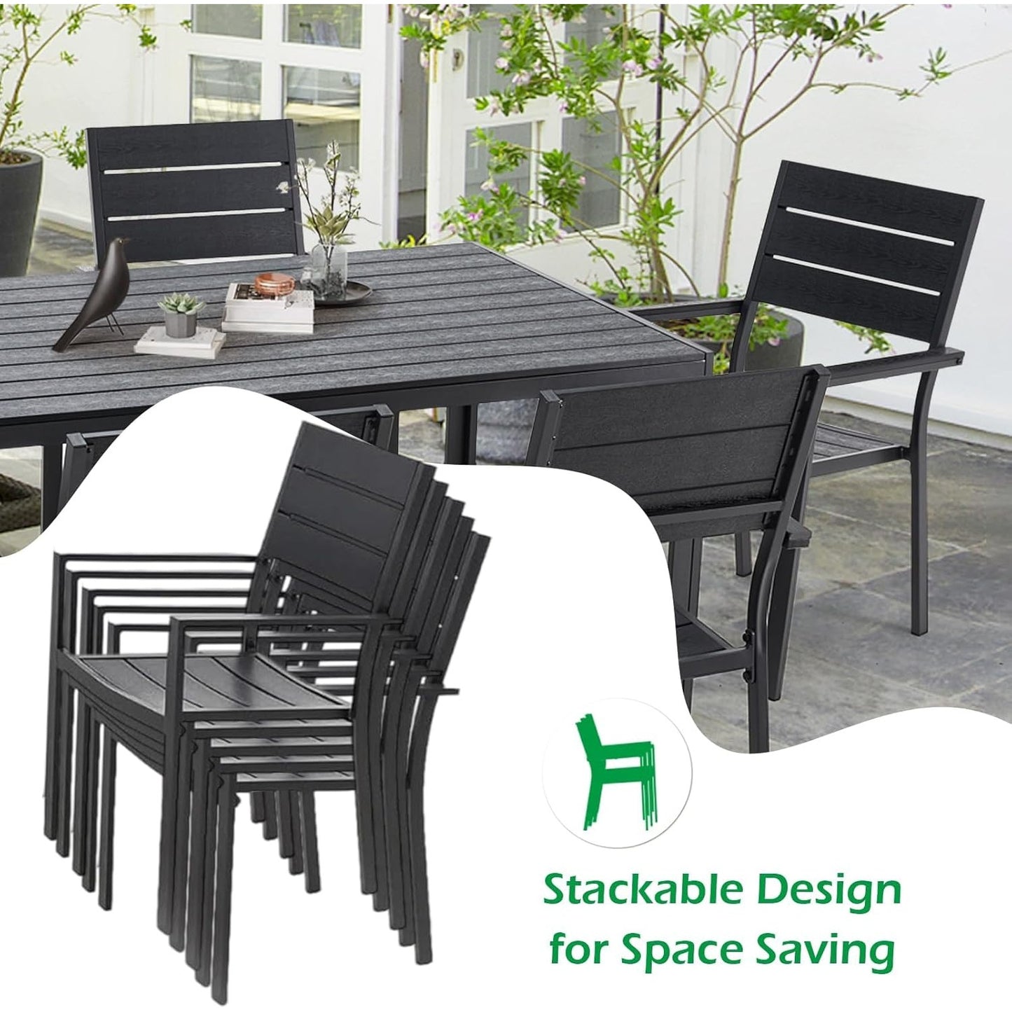YODOLLA Dining Set, Patio 7 Piece Aluminum Patio Table and Chairs Set