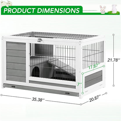 YODOLLA 35.4'' Rabbit Cage Pet House for Small Animals, Gray
