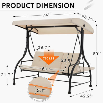YODOLLA Comfortable Swing Bench for Patio