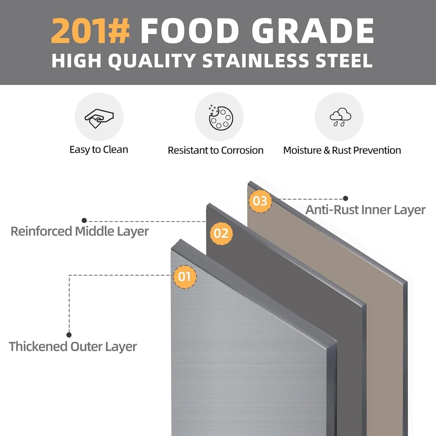 YODOLLA Stainless Steel Table with Overshelves