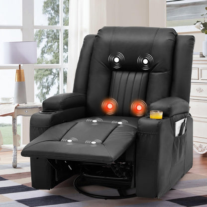 YODOLLA Recliner Chair with Heat&Massage, PU Leather Black