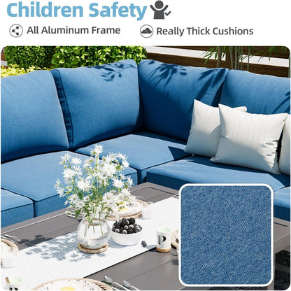 YODOLLA Outdoor Conversation Table and Chair Sets for Lawn Furniture Set, Navy