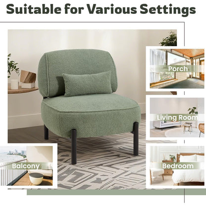 YODOLLA Mid Century Modern Accent Chair, Extra Large Teddy Upholstered Lounge Chair with Pillow