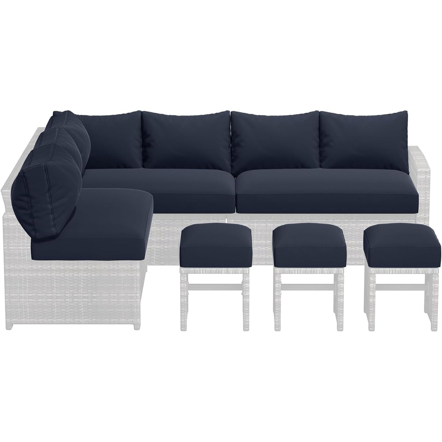 YODOLLA Memory Foam Cushions and Covers (Navy)