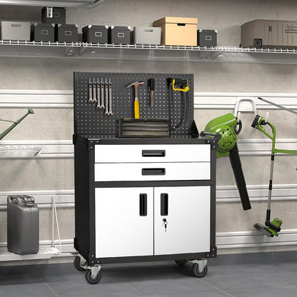 YODOLLA Rolling Tool Chest with Wheels 2 Drawers, White Door