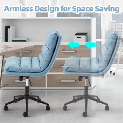 YODOLLA Office Chairs Swivel Desk Chair, Linen Fabric Blue