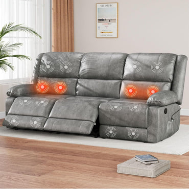 YODOLLA Reclining Sofa 3-Seater Couch, Gray