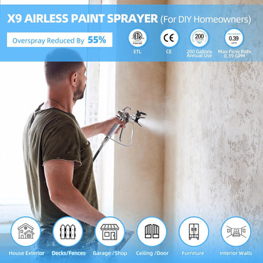 YODOLLA 0.39GPM 700W 2900PS Airless Paint Sprayer, Black