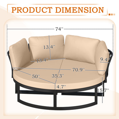 YODOLLA Patio Furniture Outdoor Daybed with Removable Cushions, Beige