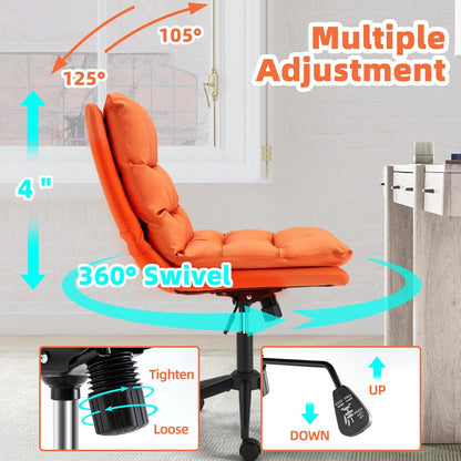 YODOLLA Office Chairs Swivel Desk Chair, PU Leather Orange