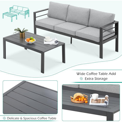 YODOLLA 7 Pieces Aluminum Patio Furniture Set, Gray