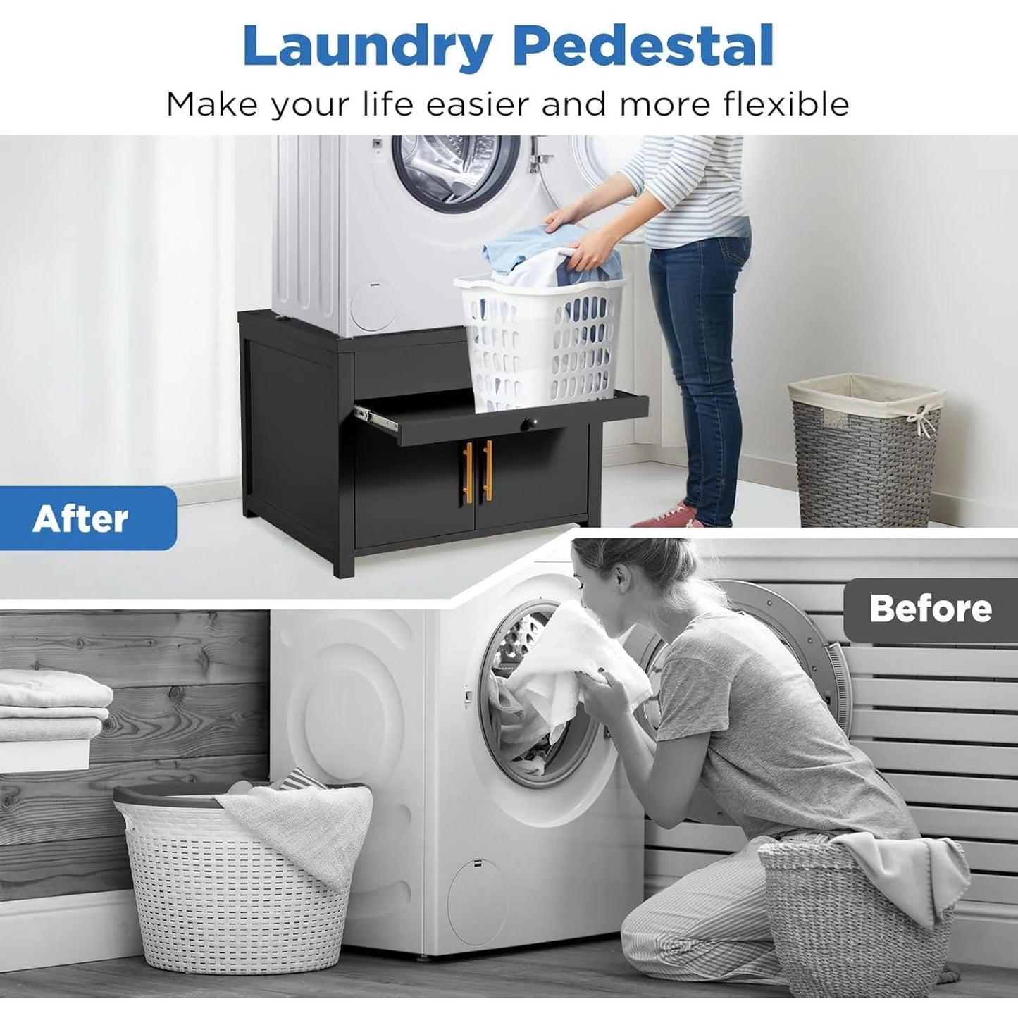 YODOLLA Laundry Pedestal, 700 LBS Capacity Washer Dryer Pedestal, 29″L*29″W*23″ H Washer and Dryer Stand