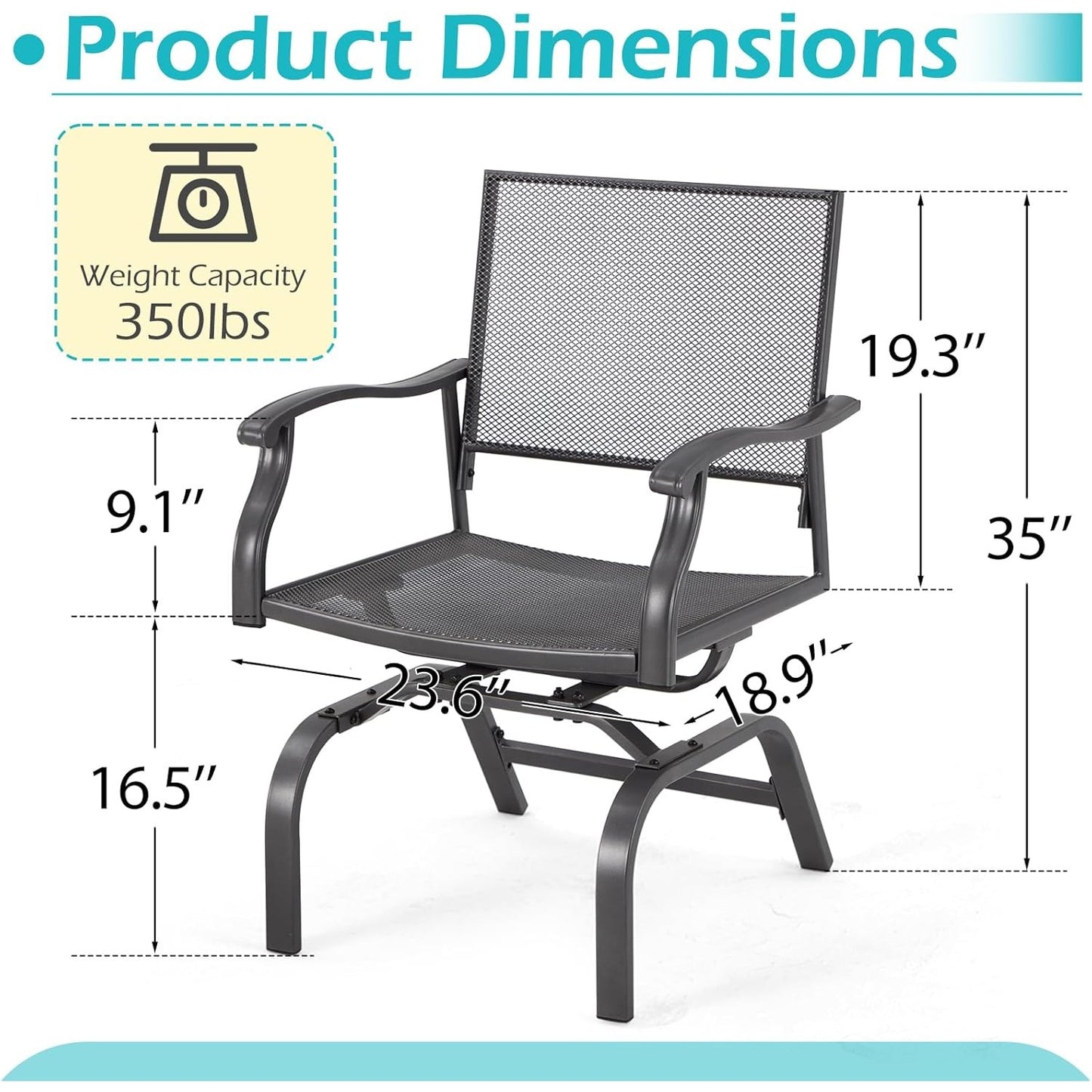 YODOLLA Outdoor Metal Rocker Chair Set of 2
