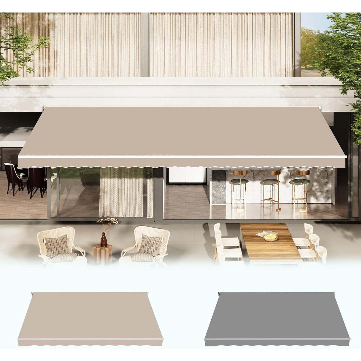 YODOLLA 13x8FT Retractable Awning Replacement Sunshade Canopy