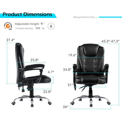 YODOLLA Heated Executive Office Chair with Massage, PU Leather Black
