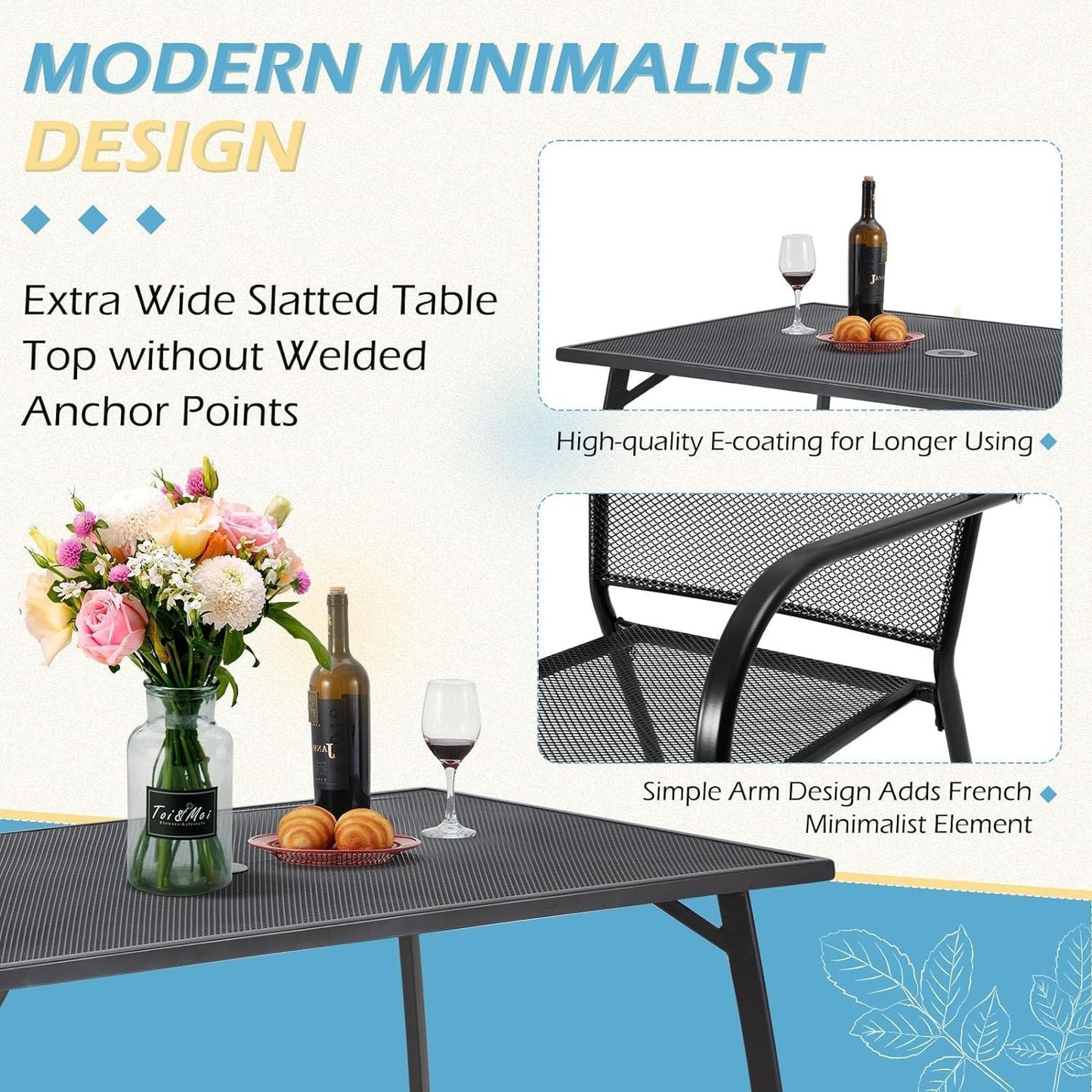 YODOLLA metal patio table with umbrella hole