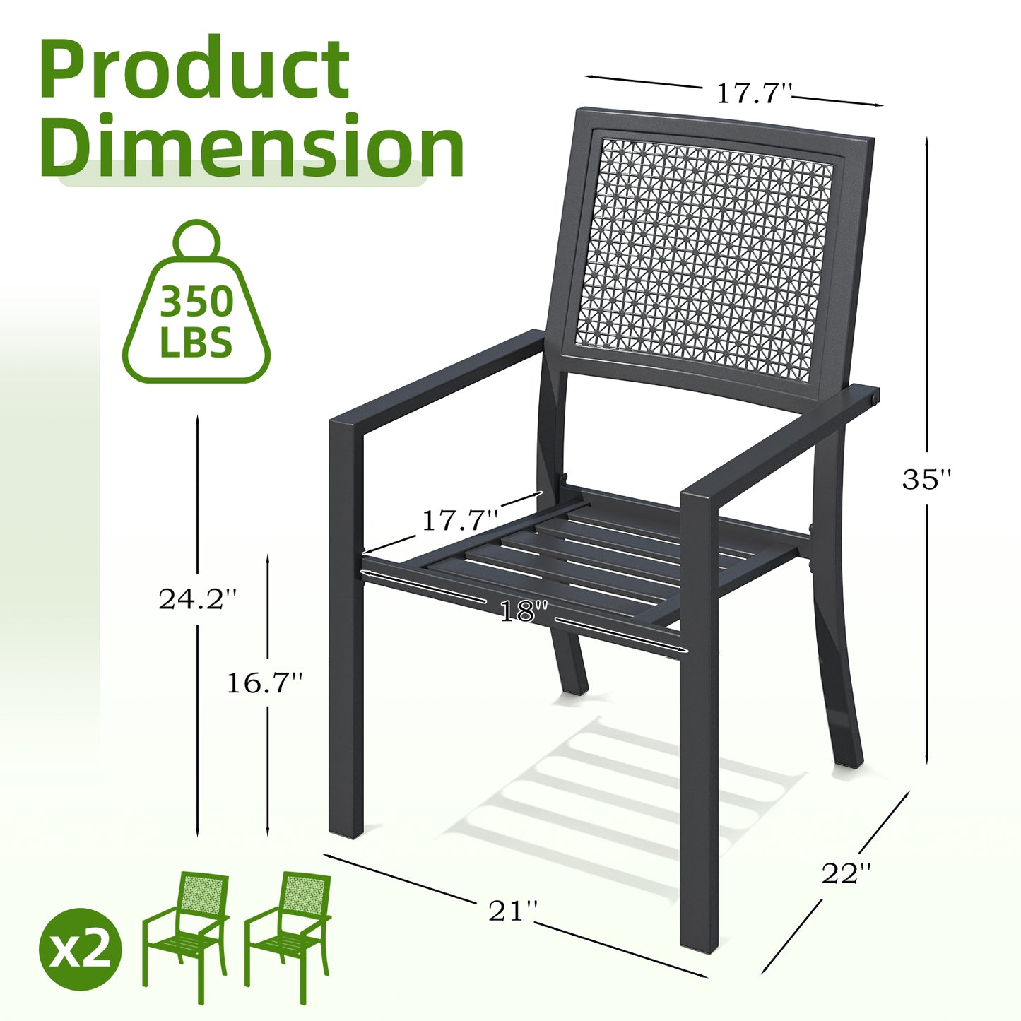 YODOLLA Outdoor Metal Dining Chairs, Set of 4