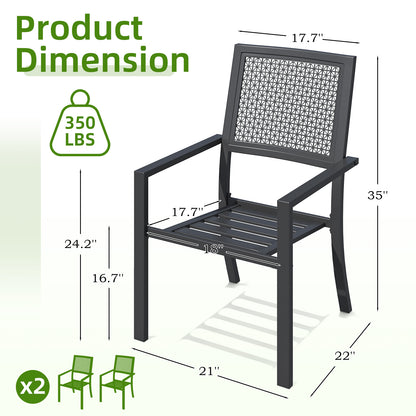 YODOLLA Outdoor Metal Dining Chairs, Set of 4