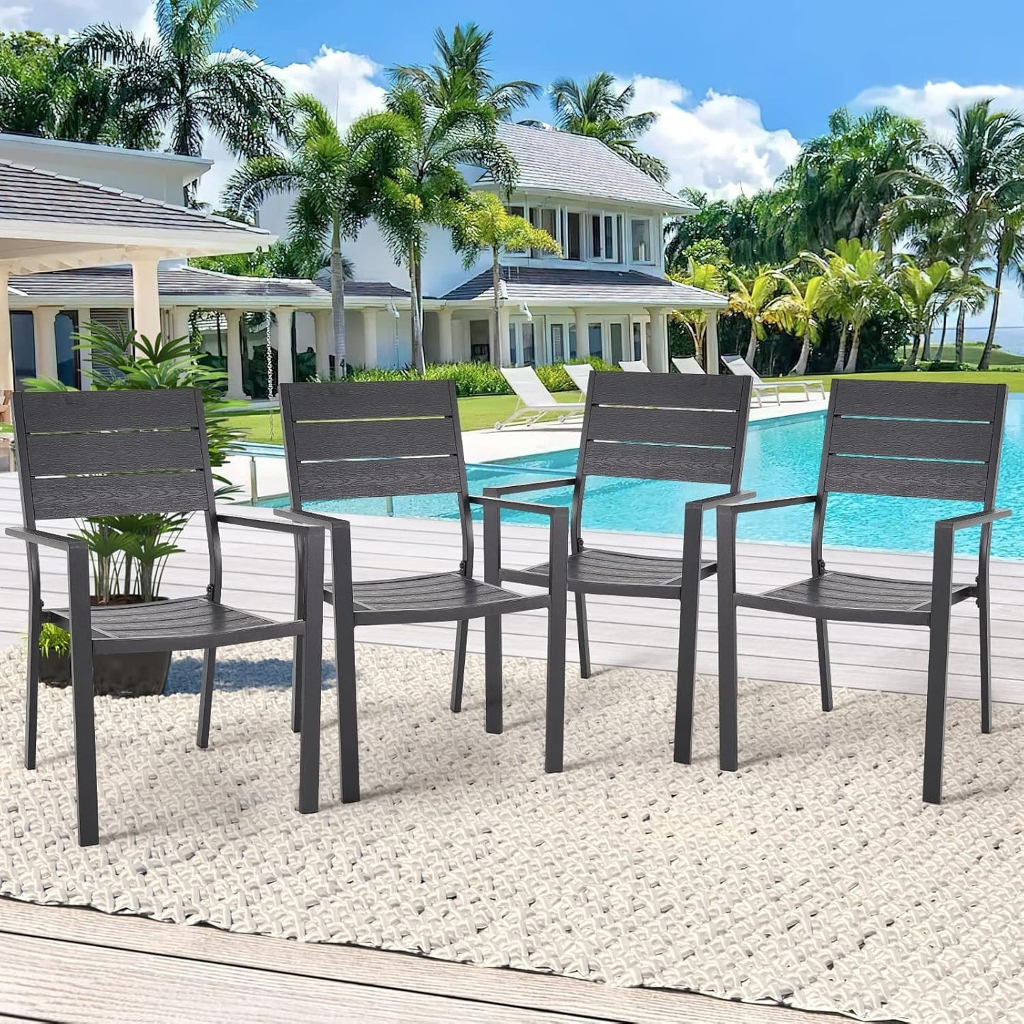 YODOLLA 4 Pieces Outdoor Dining Chairs