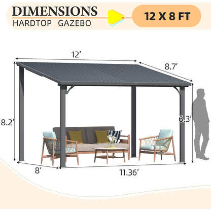 YODOLLA 12' x 8' Hardtop Gazebo Outdoor Pergola for Patio