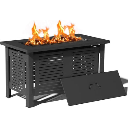 YODOLLA Fire Pit Table, Firepit Outdoor Table, 43 Inch, Black