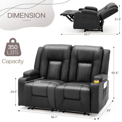 YODOLLA Double Recliner, Home Theater Seating, Black