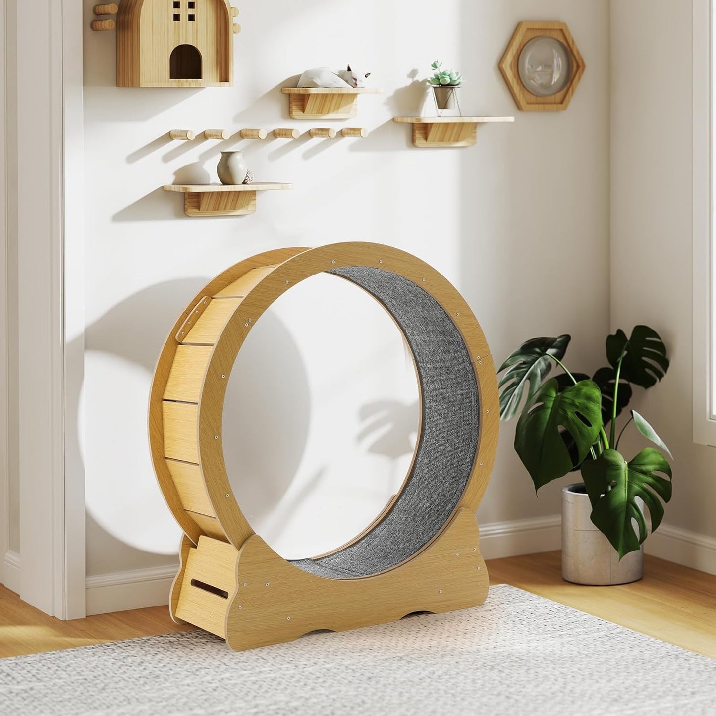YODOLLA 35.8'' Cat Wheel for Indoor Cats, Natural
