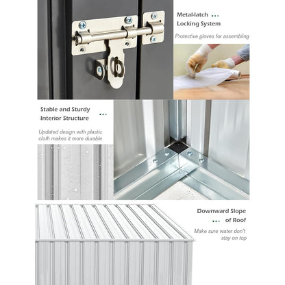 YODOLLA 4' x 7' Outdoor Lean to Storage Shed, White