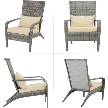 YODOLLA Patio Wicker Adirondack Chair, Coconino Rattan Dining Chairs,Grey