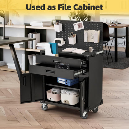 YODOLLA Rolling Tool Chest with Wheels 2 Drawers, Black