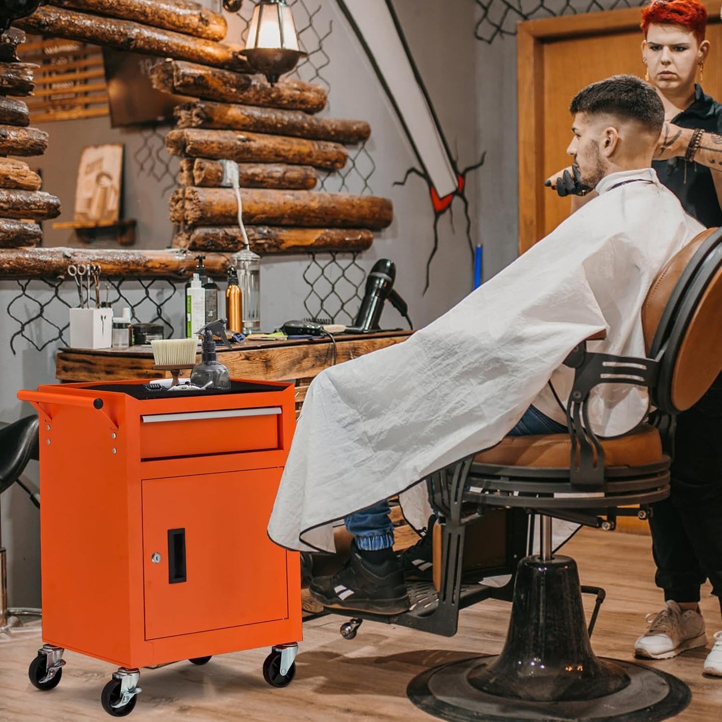 YODOLLA 4-Drawers Heavy Duty Tool Cart with Wheels, Orange