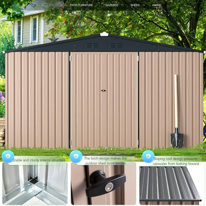 YODOLLA Shed 12' x 10' Outdoor Storage Shed, Grey