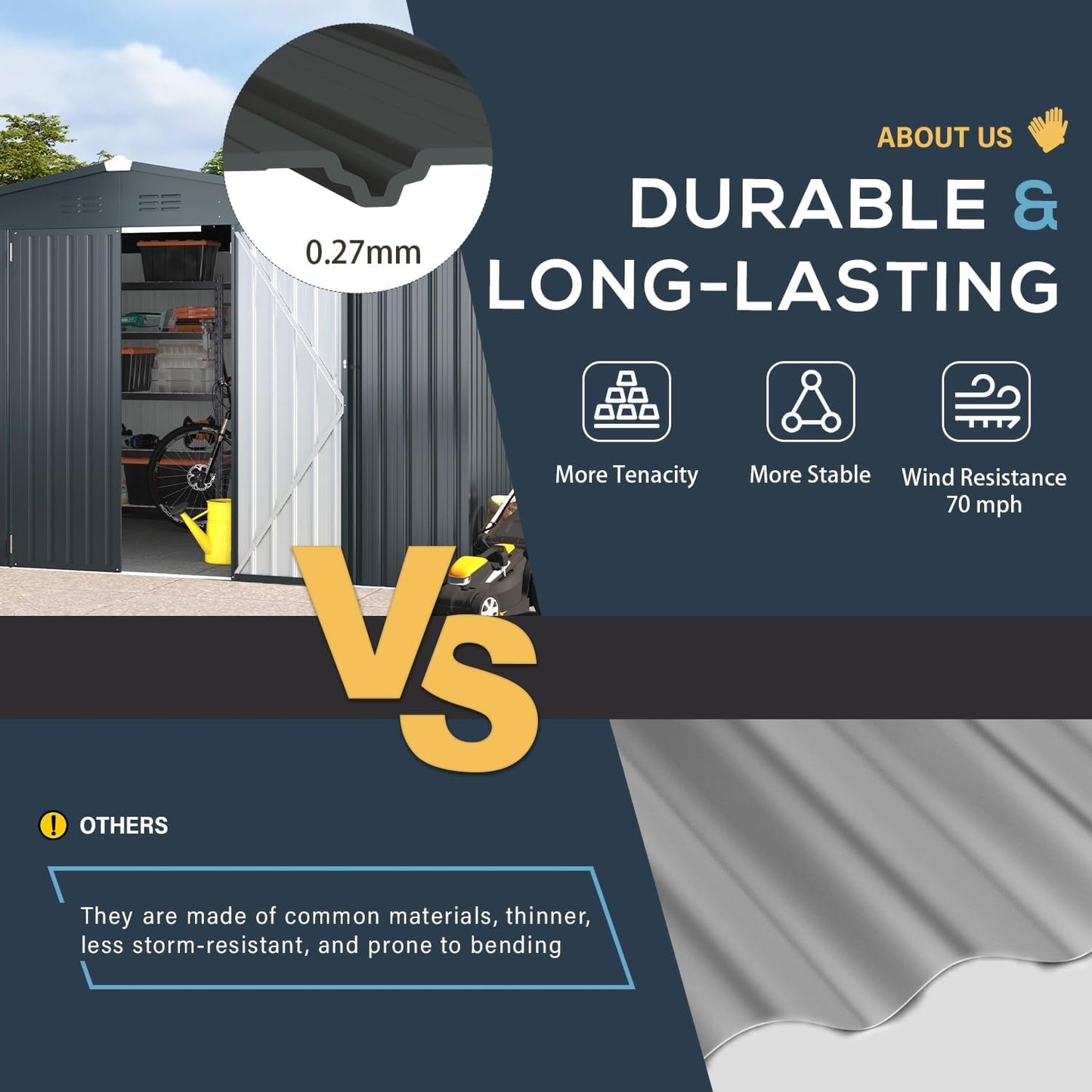 YODOLLA 10x14 Metal Outdoor Storage Garden Shed, Dark Gray