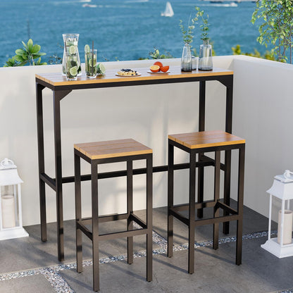 YODOLLA 3 or 6 Piece Outdoor Bar Set, 47" High Top Table & 2 Chairs