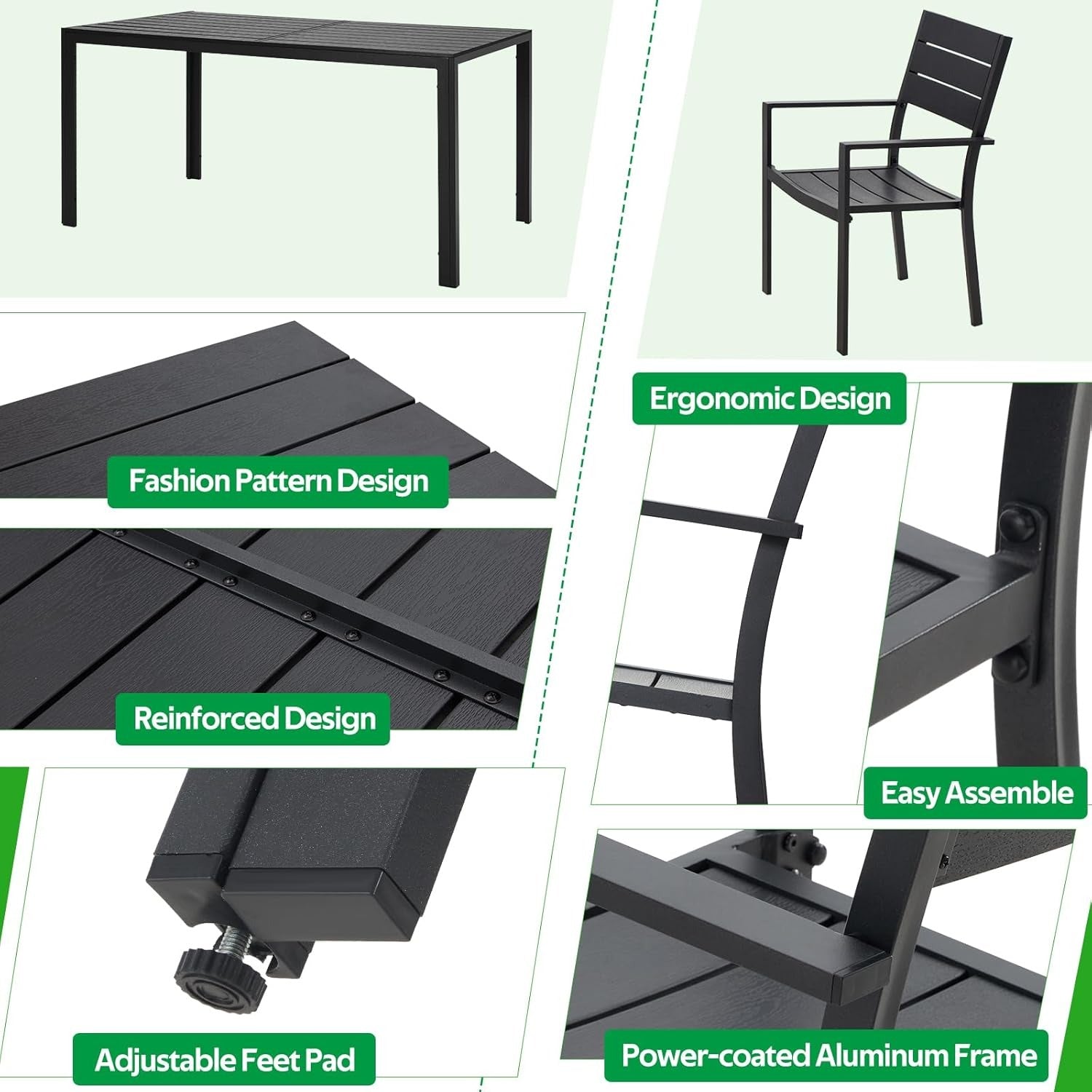 YODOLLA patio set with table and 6 chairs