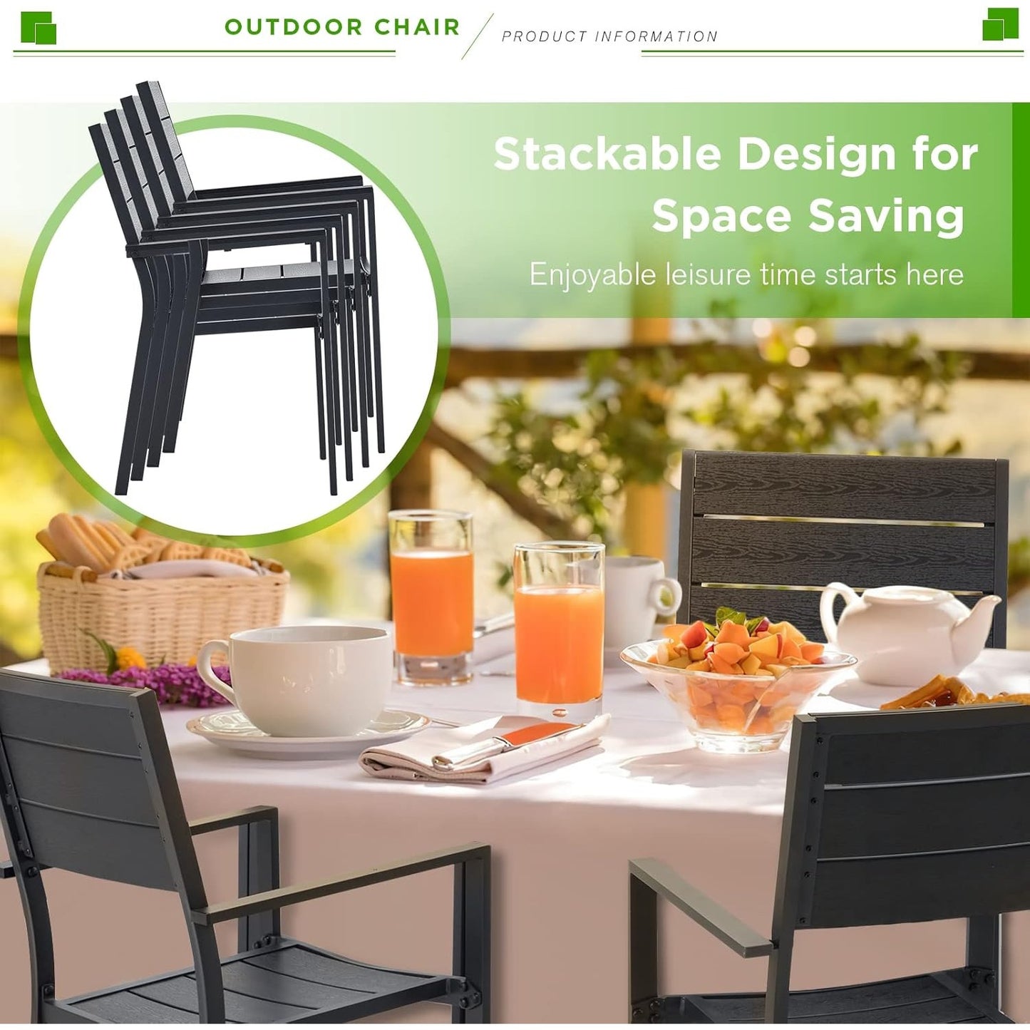 YODOLLA 4 Pieces Outdoor Dining Chairs