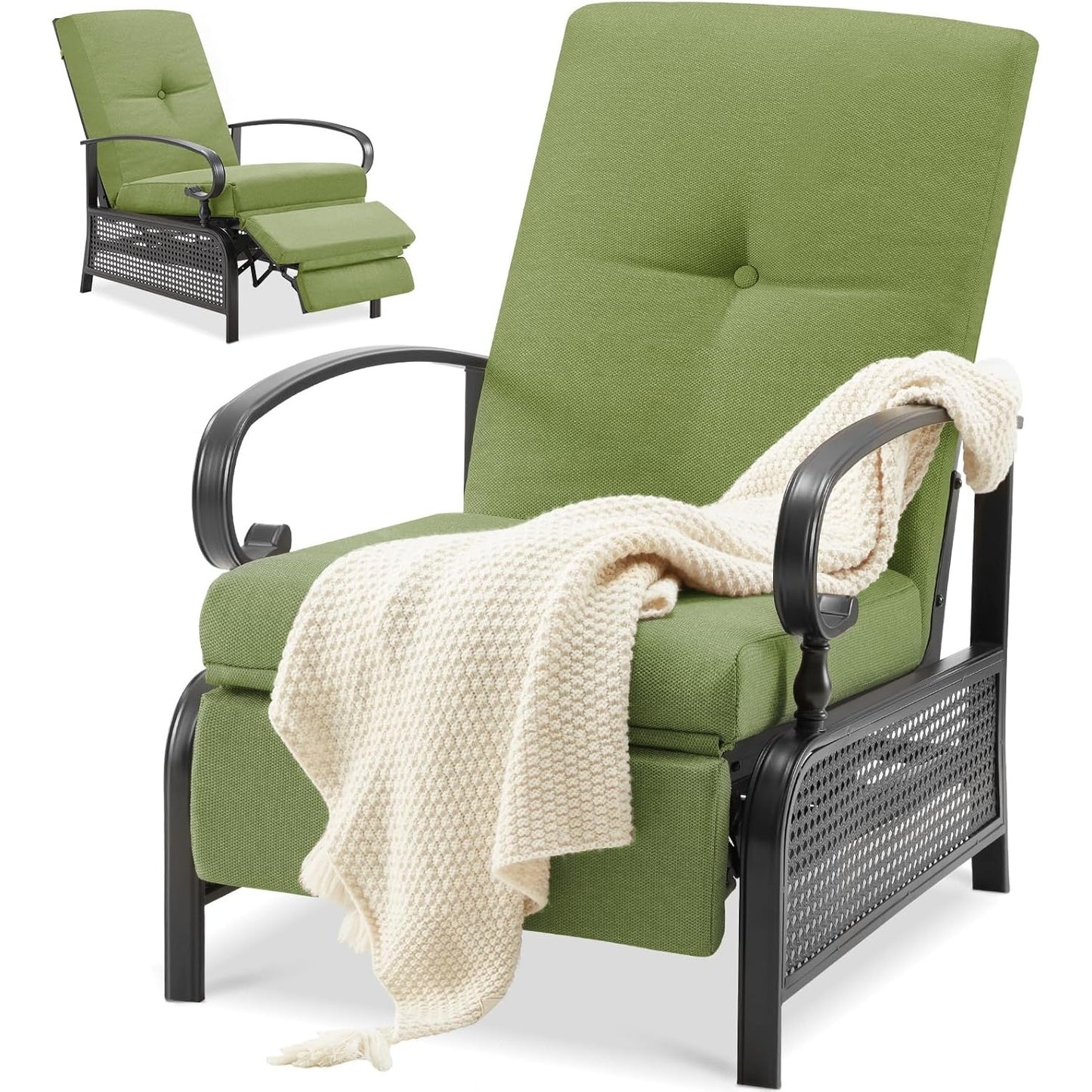 YODOLLA Outdoor Recliner Chairs Set of 2 with Side Table